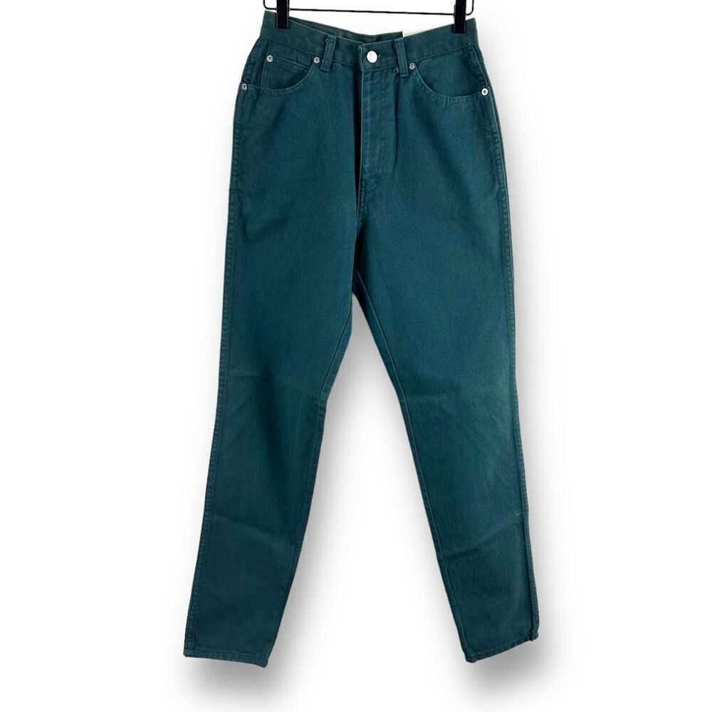 Vintage Jordache‎ Women's 9/10 High Rise Rugged Denim 5 Pocket Jeans Dark Green